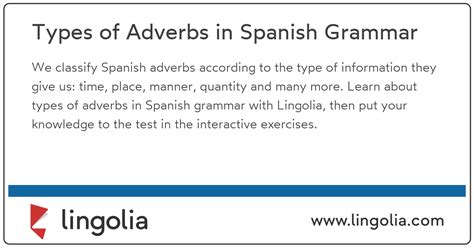 Types Of Adverbs In Spanish Grammar
