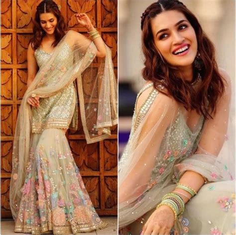 Bollywood Actress Kriti Sanon In Heavy Georgette Kurta Palazzo And Embroidery Work For Women