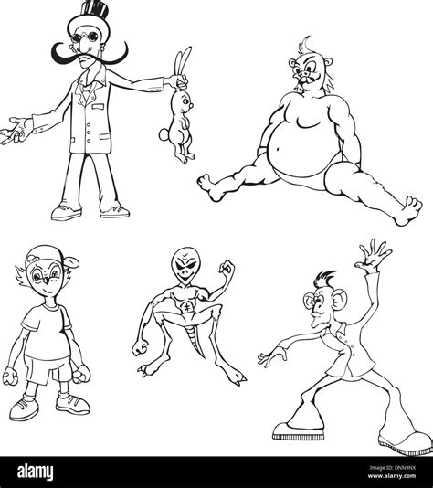 Varios Personajes De Dibujos Animados Conjunto De Ilustraciones
