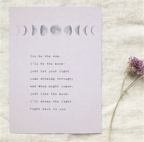 Poema De Amor Que Usted Es El Sol Ill Ser La Luna Fases De Etsy Mate