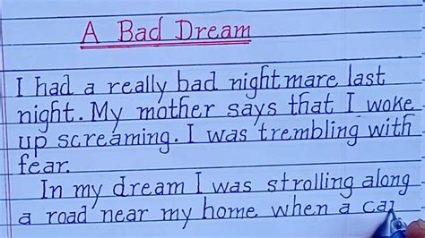 A Bad Dream Essay In English Best Handwritingessay Writing Youtube
