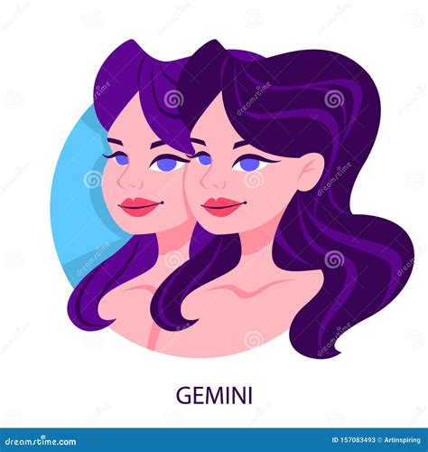 Gemini Zodiac Astrology And Horoscope Concept Stock Vector