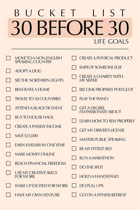 Write Your 30 Before 30 Bucket List To Make Sure You Reach Your Life