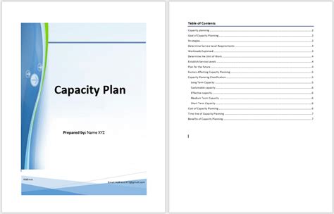 Capacity Plan Template Word Templates For Free Download