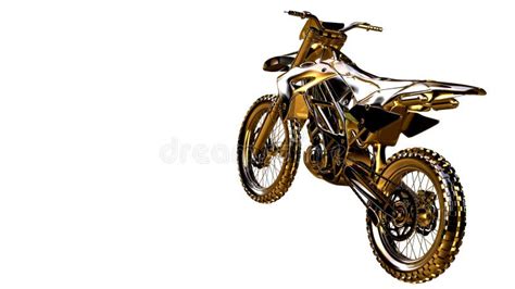 3d Rendering Of A Golden Motorcycle On Isolated On A White Background