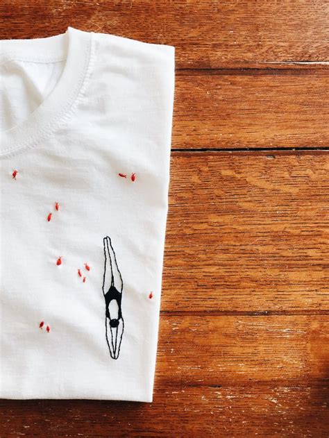 Hand Embroidered T Shirt With Original Illustration By Cinzia