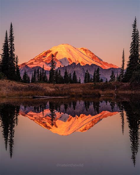 Brisk Morning Sunrise At Tipsoo Lake Mount Rainier National Park