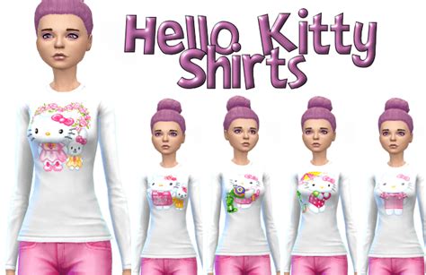 Hello Kitty Shirt Set Of 5 Violablu ♥ Pixels And Music ♥ Sims 4 Custom
