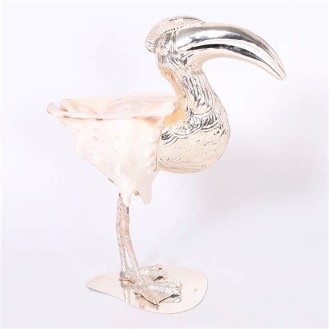 Midcentury Shell And Silver Plate Bird Sculpture By Gabriella Binazzi For Sale At 1stdibs
