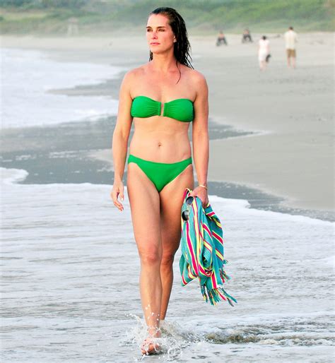 Brooke Shields In Green Bikini Beach In Mexico January