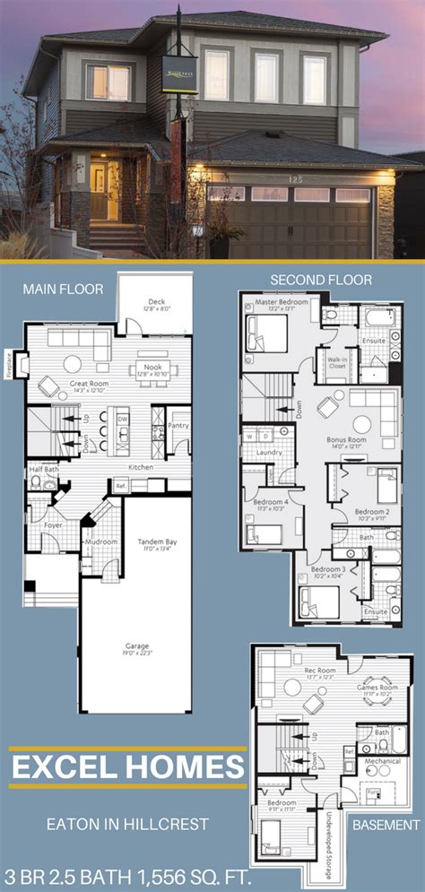 Dream 5 bedroom house plans & designs for 2021. Eaton 2 Story Floor Plan With Basement| 3 Bedroom 2.5 ...