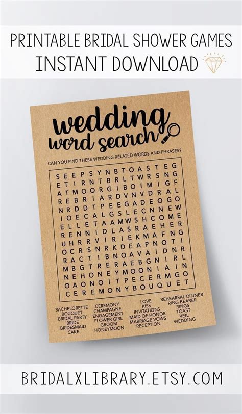 Wedding Word Search Bridal Shower Games Printables Bridal Shower Game