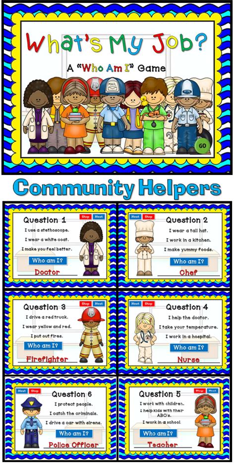 Who Am I Community Helpers Powerpoint Game 1 Community Helpers