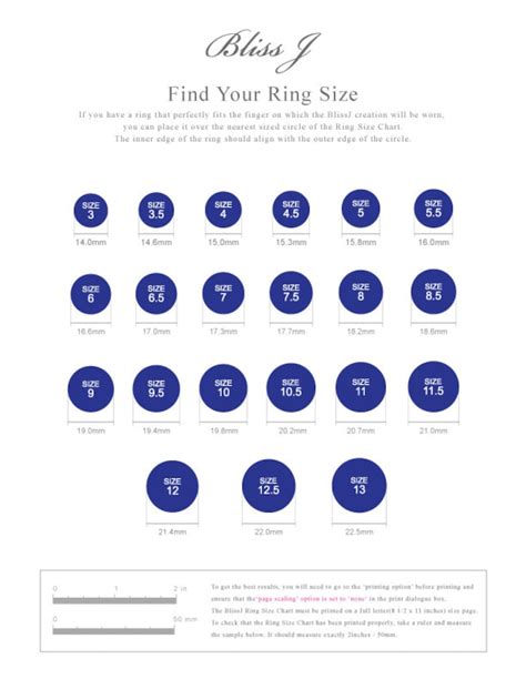Blissj Ring Size Chart For Free Not For Sale Download It Etsy