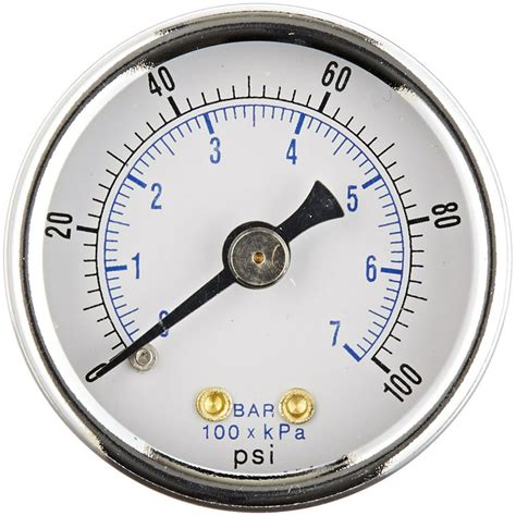 18 Npt Air Pressure Gauge 0 100 Psi Back Mount 15 Face Black Steel