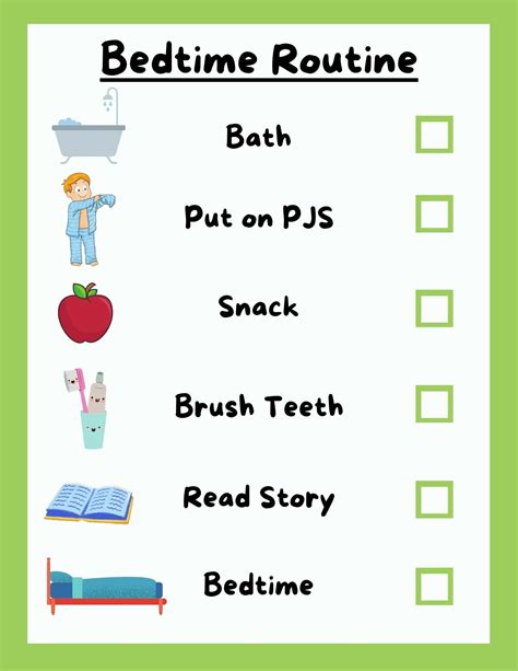 Bedtime Routine Chart Instant Download Printable Kids Sleep Montessori