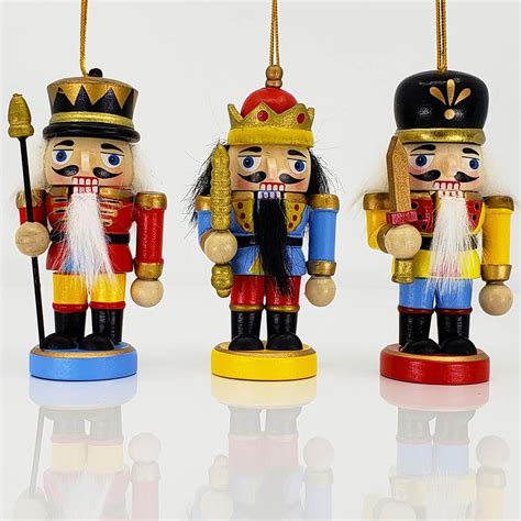Classic Stubby Nutcracker Ornaments Set Of 3 4 Inch Great Christmas