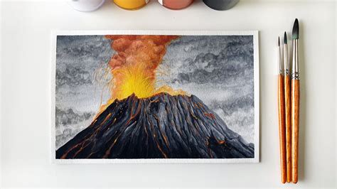 How To Paint A Volcano With Poster Color 99 Youtube