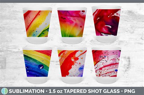 Watercolor Rainbow Shot Glass Sublimation Shot Glass 1 5oz Tapered By Enliven Designs