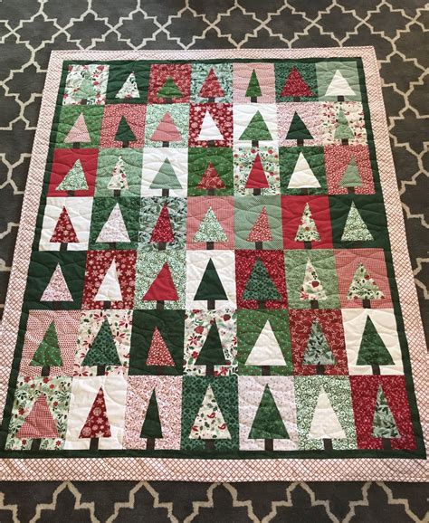 Modern Christmas Tree Block Quilt My 1st Quilt Made Using Amy Smart 71f