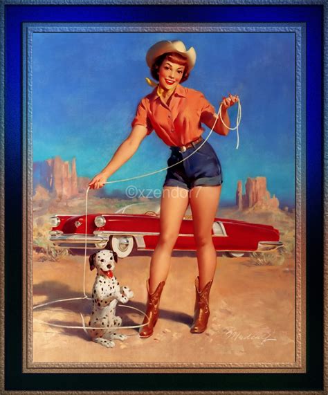 Cowgirl Pinup Girl Art By Bill Medcalf Vintage Art Xzendor7