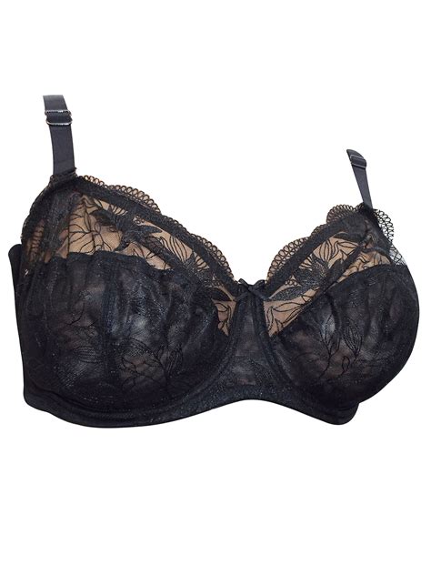 George G3orge Black Embroidered Underwired Full Cup Bra Size 34 To 42 Dd E F G H