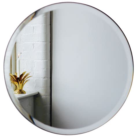 Orbis Round Frameless Beveled Mirror With Velvet Backing Medium For
