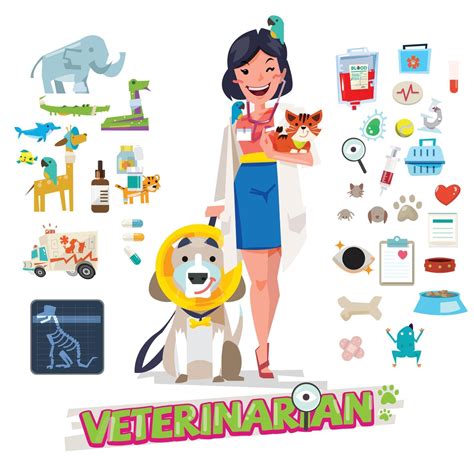 Veterinario Con Mascotas Iconos De Herramientas Y Equipos 2192503