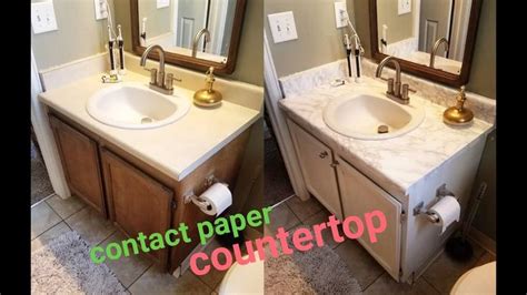 From apartment therapy → five ways to customize kitchen cabinets with colored contact paper. DIY Marble Contact Paper over Formica Bathroom Countertop ...