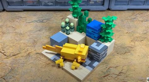 Lego Minecraft Axolotl Takes A Dip In A Brick Built Diorama