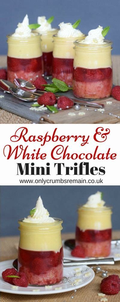 Then, skewer the fruit, dip each mini apple in caramel, and finish with melted chocolate and your favorite candy or nut coating. Raspberry & White Chocolate Mini Trifles | Dessert for ...