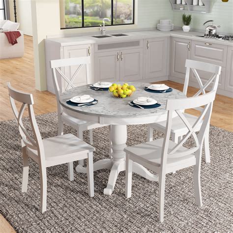 Buy Round Dining Table Set For 4 Wepsen 5 Piece Dining Set With Faux