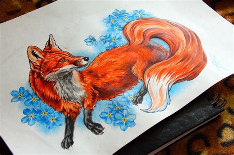 Fox By Nikasamarina On Deviantart Animal Art Kitsune Fox Drawings