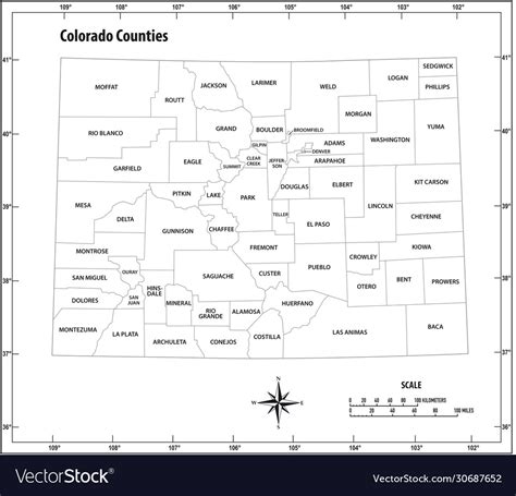 Colorado State Outline Administrative Map Vector Image