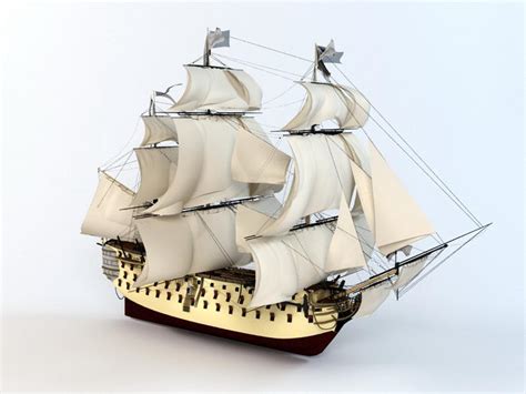 18th Century Sailing Warship 3d Model 3d Studio Files Free Download