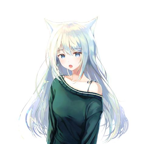 Download White Hair Curious Hangover Anime Girl Blue Eyes 2932x2932
