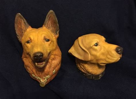 Vintage Bossons England Chalkware German Shepherd Labrador Dog Wall