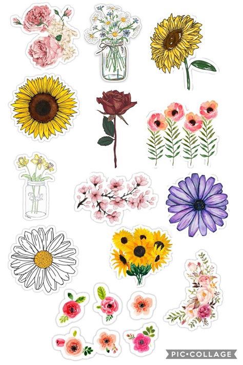 Aesthetic Flower Stickers Printable