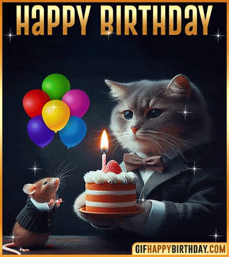 Happy Birthday Cat And Mouse Funny  For