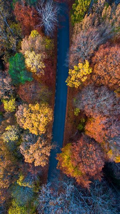 Iphone Fall Colors Road Autumn Aerial Forest