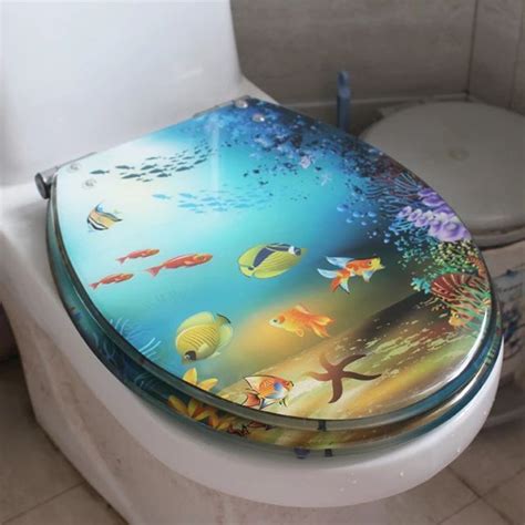Unique Resin Beautiful Sea World Design Toilet Seat Cover Set Universal Toilet Cover With Lid
