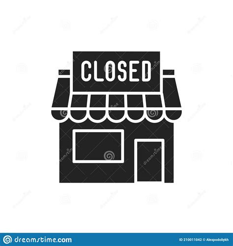 Closed Shop Line Color Icon Sign For Web Page Mobile App Stock Vector