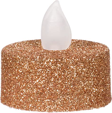 Glitter Rose Gold Tealight Flameless Led Candles 10 Pk Party City