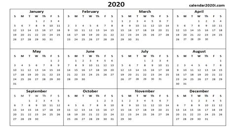 2020 Calendar Printable Template Holidays Word Excel Blank Calendar