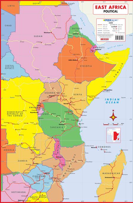 East Africa Political Wall Map Mapstudio