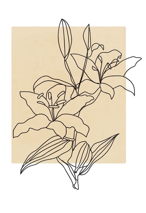 Abstract Minimalist Line Drawing Lily Print One Line Art Etsy