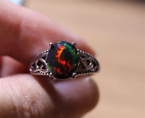 Rare Black Fire Opal Black Opal Ring Black Opal Pendant Unique