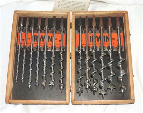 Vintage Irwin Auger Drill Bit Set With Wood Box Stock No Dm ¼ 1 Made In Usa Irwin Wood
