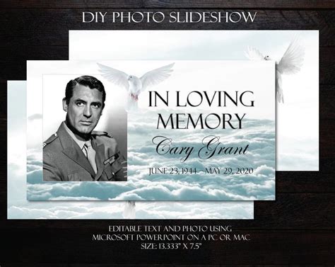 Diy Memorial Photo Slideshow Powerpoint Clouds Dove Male Etsy