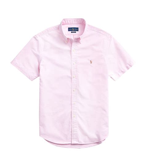 Ralph Lauren Cotton Short Sleeved Oxford Shirt In Pink For Men Lyst